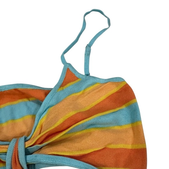 Princess Polly Alicia Mini dress Striped Orange and Blue Cutout Dress - Picture 7 of 9